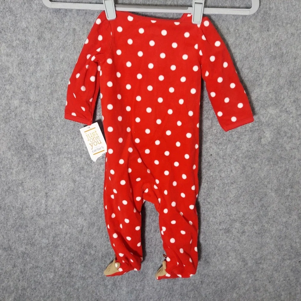 Carters One Piece 3M Embroidery Christmas Reindeer Footie Blanket Sleeper Fleece